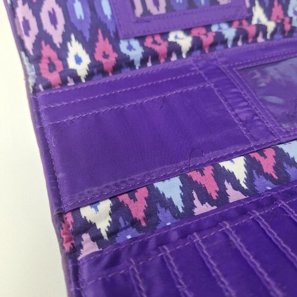 Vera Bradley Lilac Tapestry Purple Paisley Pattern Wallet Clutch Magnetic Trifol - Picture 7 of 8